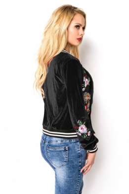 Trendy fluweel bomber jacket zwart